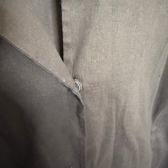 EILEEN FISHER Women's XL Italian Linen Button Blazer Black Mandarin Collar Moto - Picture 7 of 13